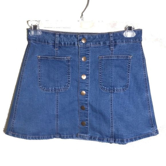 Altar’d State Jean Skirt Button Down - Picture 1 of 7